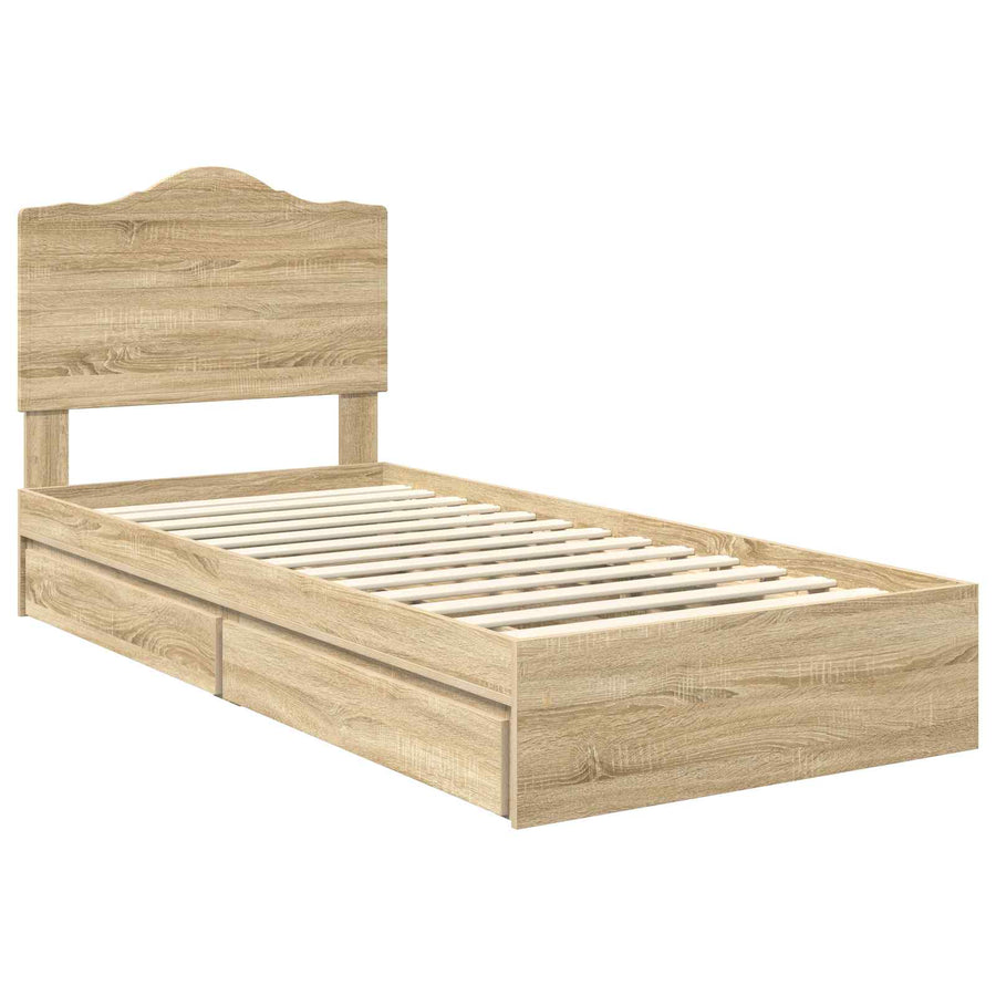 Bedframe met lade Sonoma Eiken 75 x 190 cm Bewerkt hout