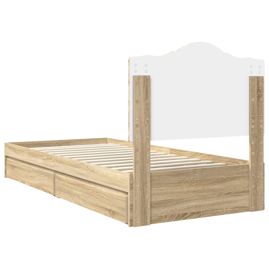 Bedframe met lade Sonoma Eiken 75 x 190 cm Bewerkt hout