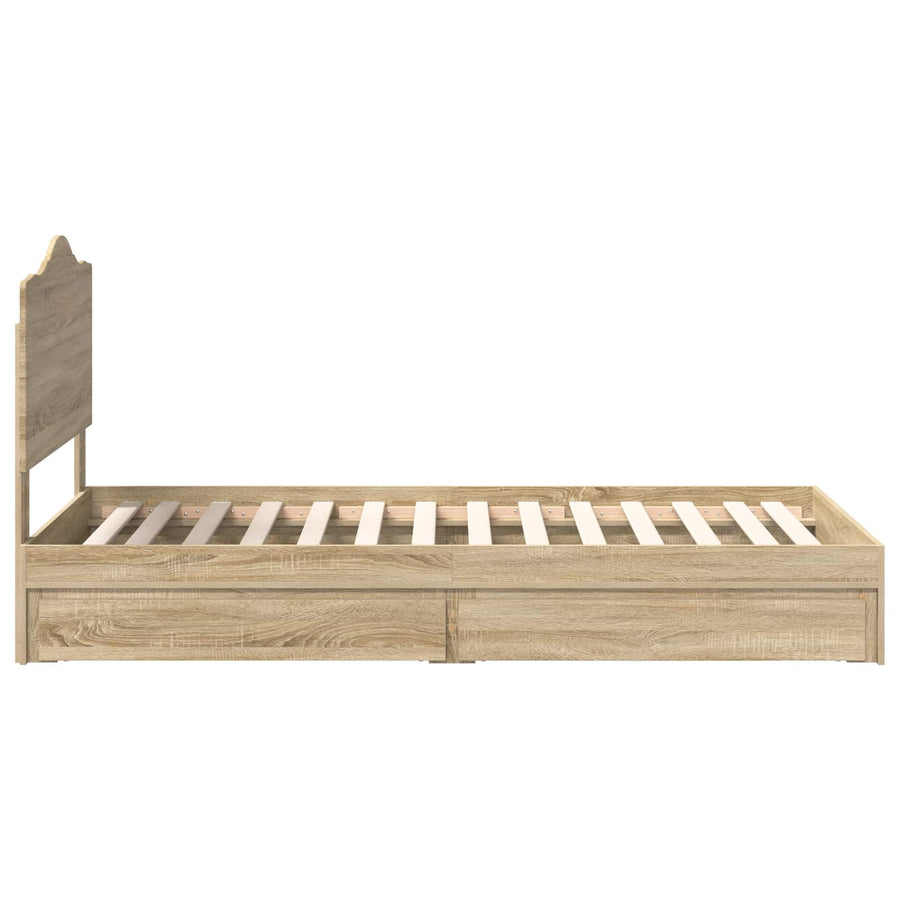 Bedframe met lade Sonoma Eiken 75 x 190 cm Bewerkt hout