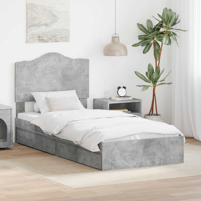 Bedframe met lade Beton Grijs 75 x 190 cm Bewerkt hout
