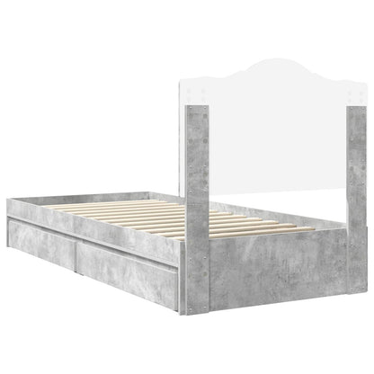 Bedframe met lade Beton Grijs 75 x 190 cm Bewerkt hout