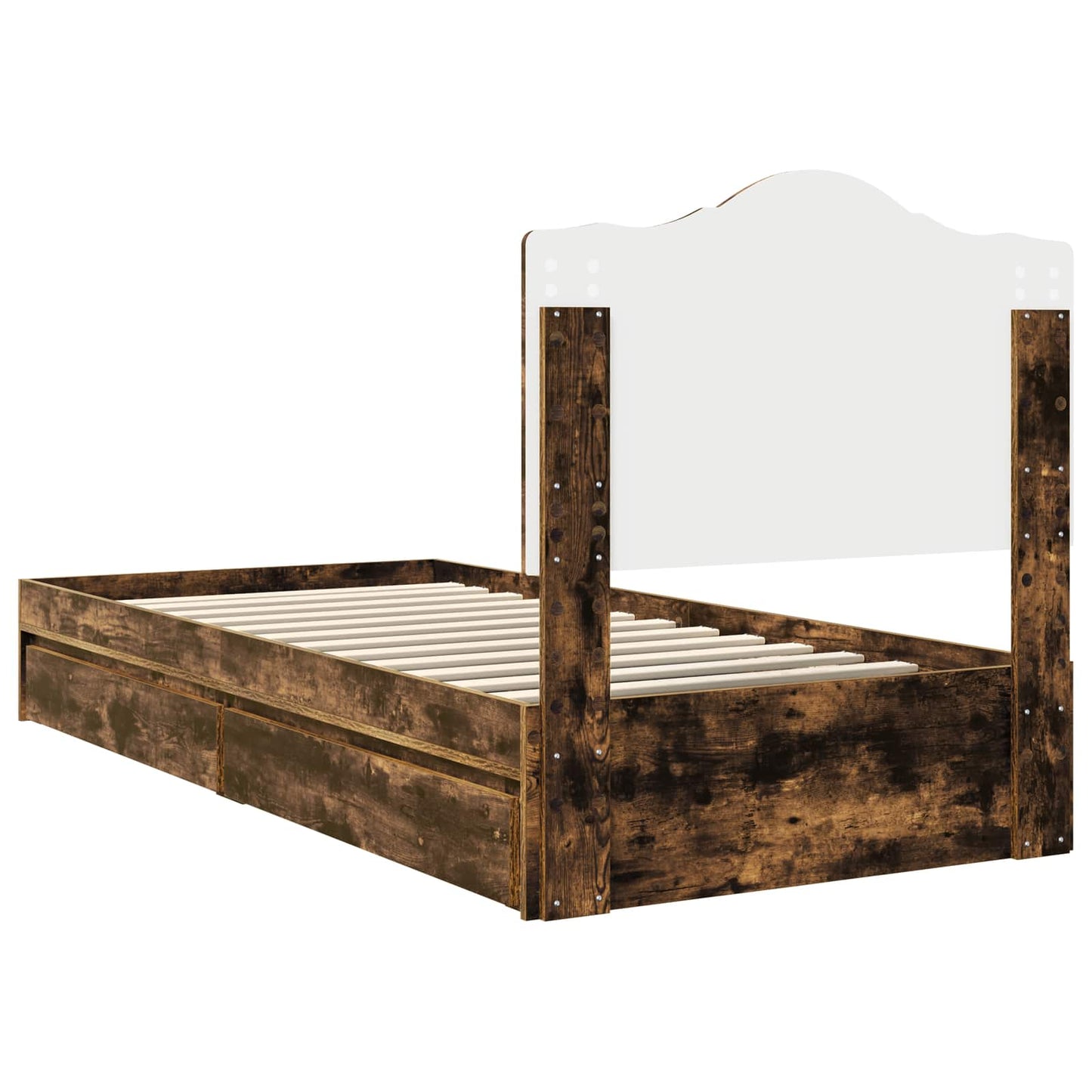 Bedframe met lade Gerookt eiken 75 x 190 cm Bewerkt hout