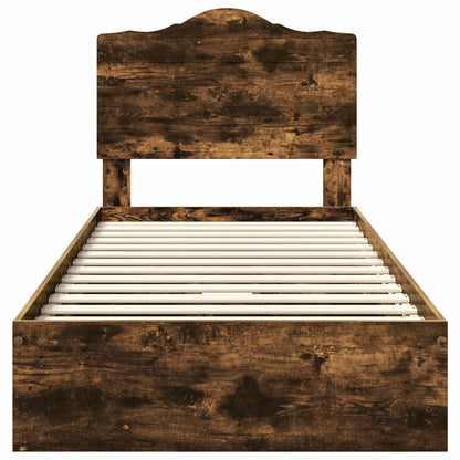 Bedframe met lade Gerookt eiken 75 x 190 cm Bewerkt hout