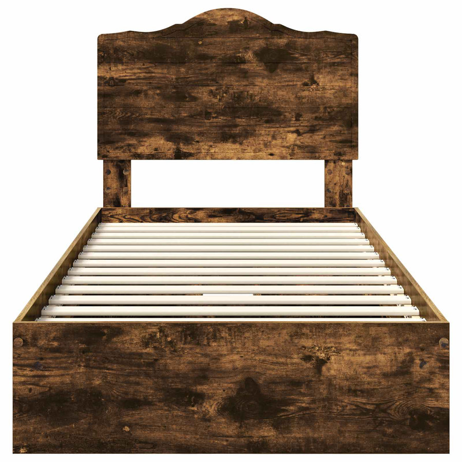 Bedframe met lade Gerookt eiken 75 x 190 cm Bewerkt hout