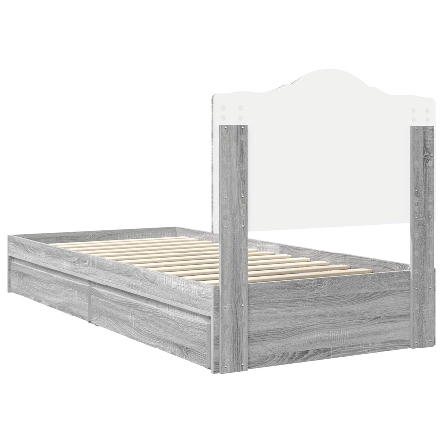 Bedframe met lade Grijs Sonoma 75 x 190 cm Bewerkt hout
