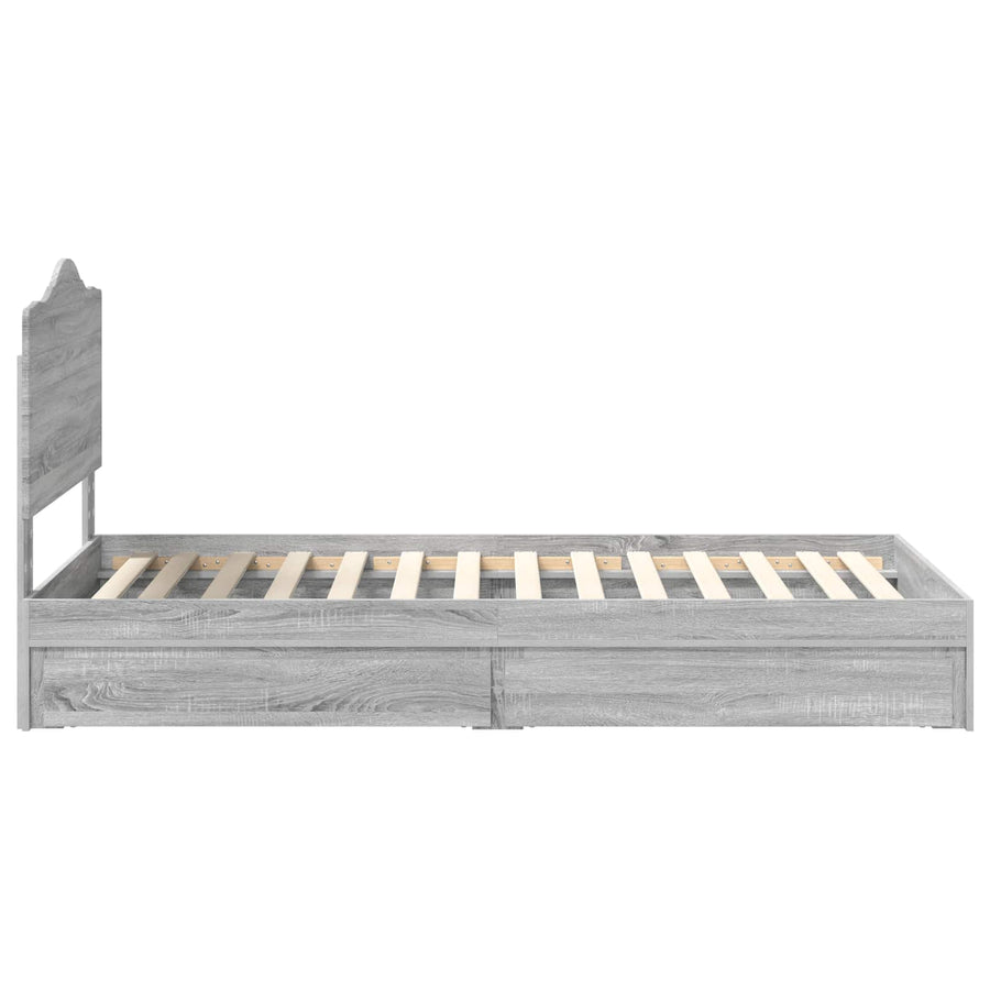 Bedframe met lade Grijs Sonoma 75 x 190 cm Bewerkt hout