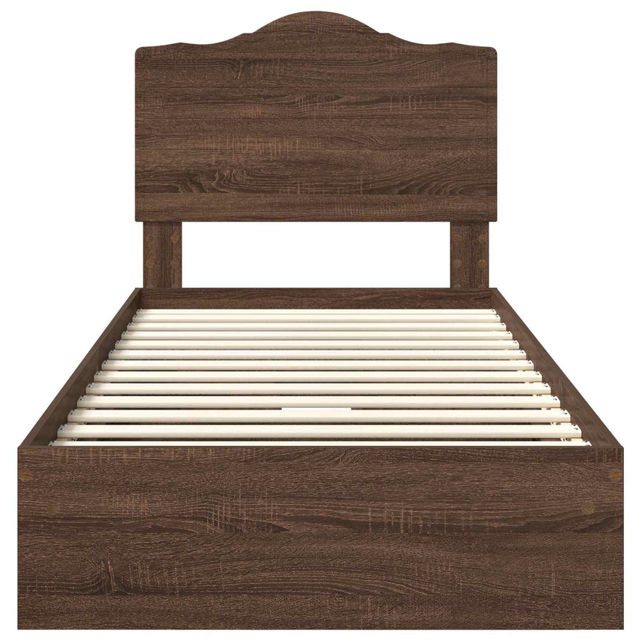 Bedframe met lade Bruin Eiken 75 x 190 cm Bewerkt hout