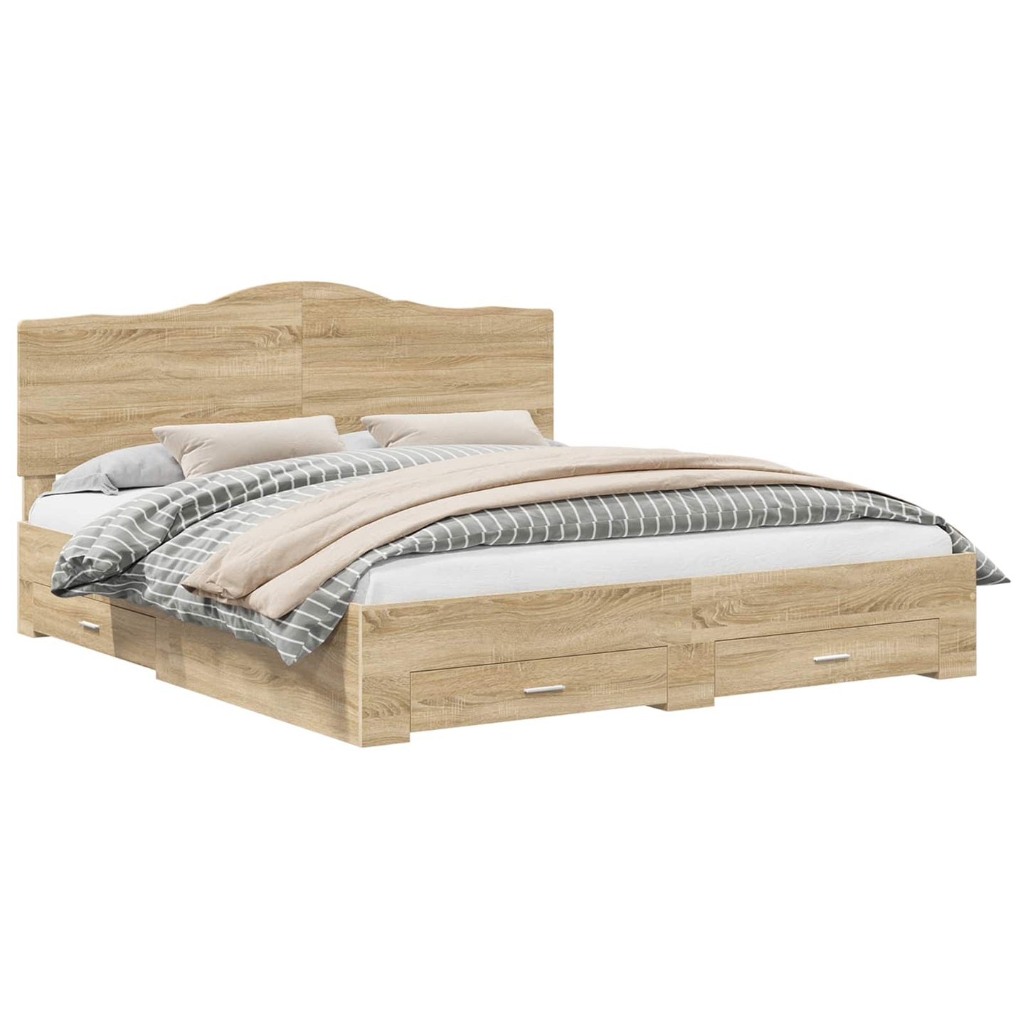 Bedframe met hoofdeinde Sonoma Eiken 200 x 200 cm Bewerkt hout