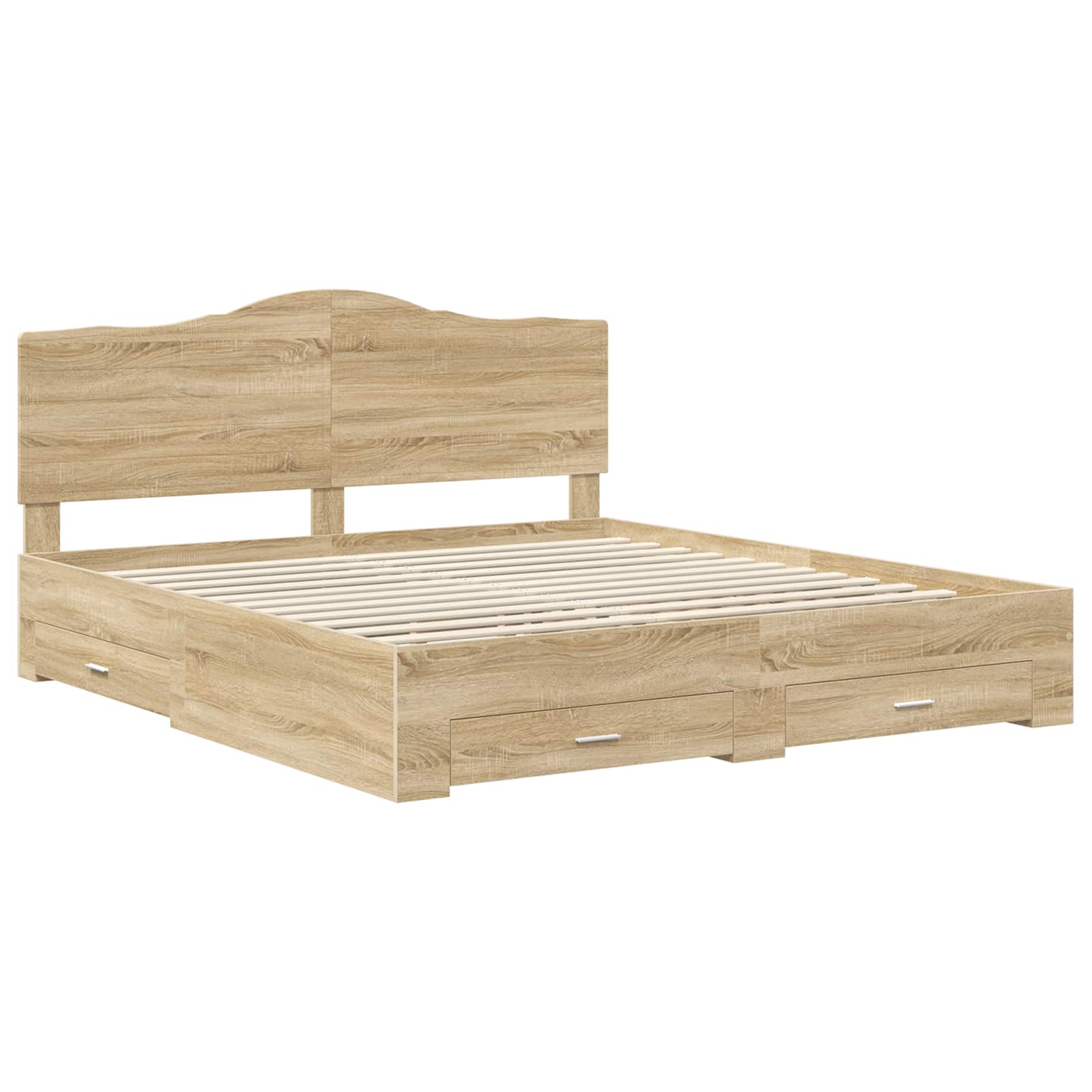 Bedframe met hoofdeinde Sonoma Eiken 200 x 200 cm Bewerkt hout