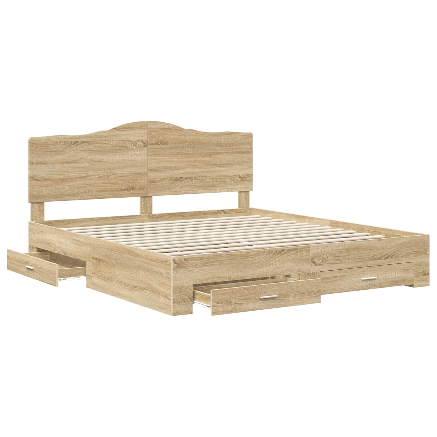 Bedframe met hoofdeinde Sonoma Eiken 200 x 200 cm Bewerkt hout