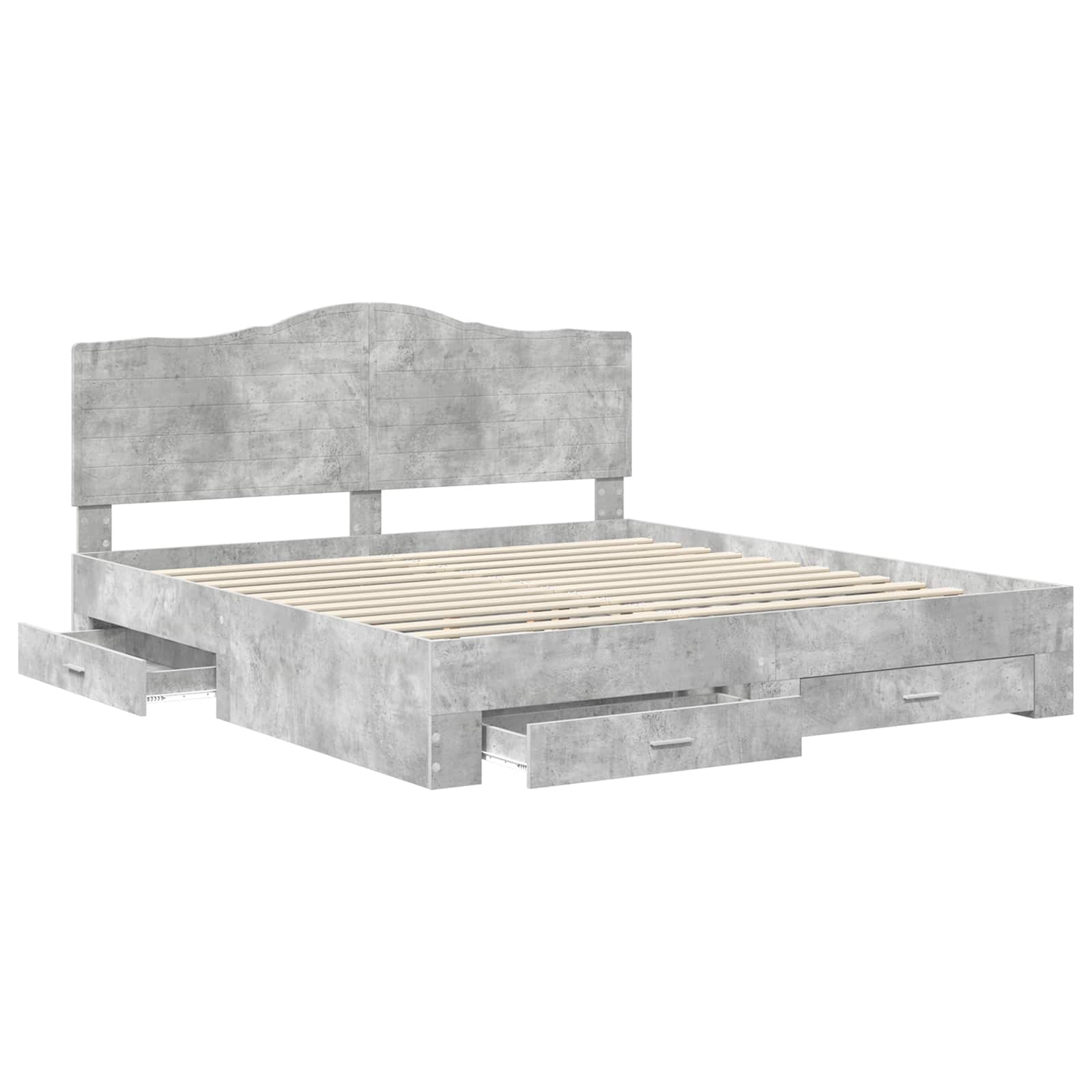 Bedframe met hoofdeinde Beton Grijs 200 x 200 cm Bewerkt hout