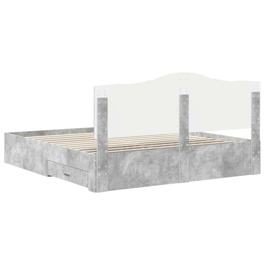 Bedframe met hoofdeinde Beton Grijs 200 x 200 cm Bewerkt hout