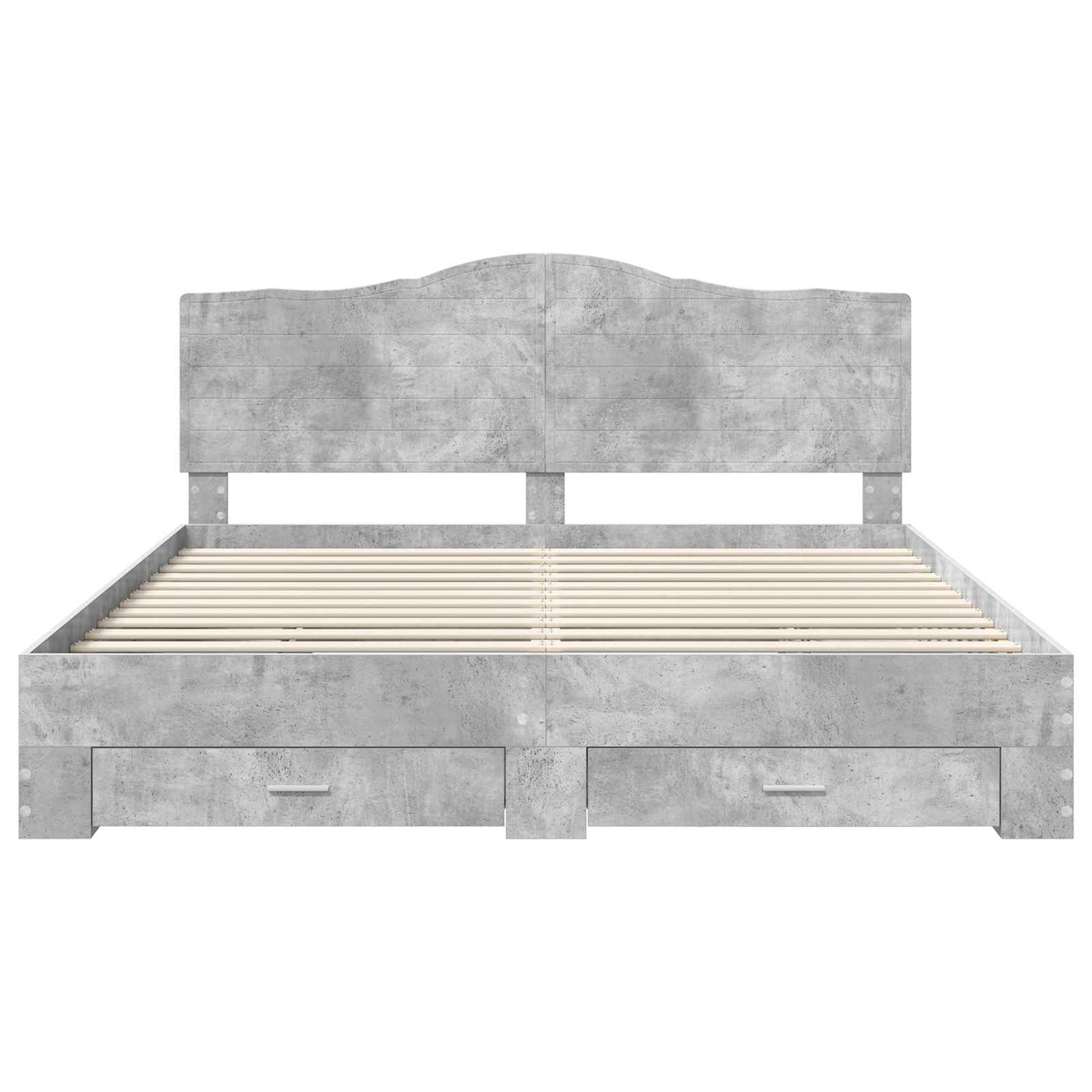 Bedframe met hoofdeinde Beton Grijs 200 x 200 cm Bewerkt hout