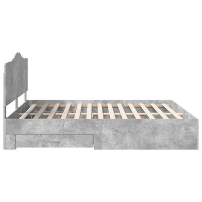 Bedframe met hoofdeinde Beton Grijs 200 x 200 cm Bewerkt hout