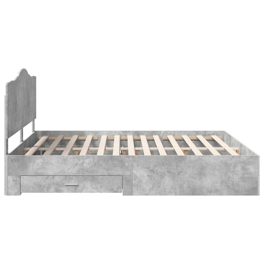 Bedframe met hoofdeinde Beton Grijs 200 x 200 cm Bewerkt hout