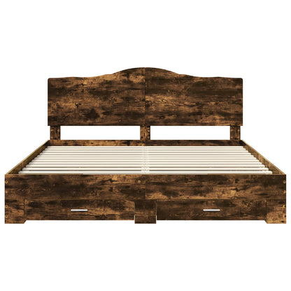 Bedframe met hoofdeinde Gerookt eiken 200 x 200 cm Bewerkt hout