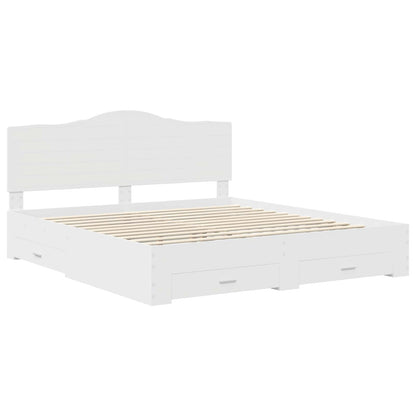 Bedframe met hoofdeinde met lade Wit 180 x 200 cm Bewerkt hout
