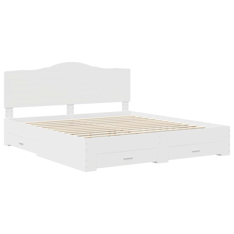 Bedframe met hoofdeinde met lade Wit 180 x 200 cm Bewerkt hout