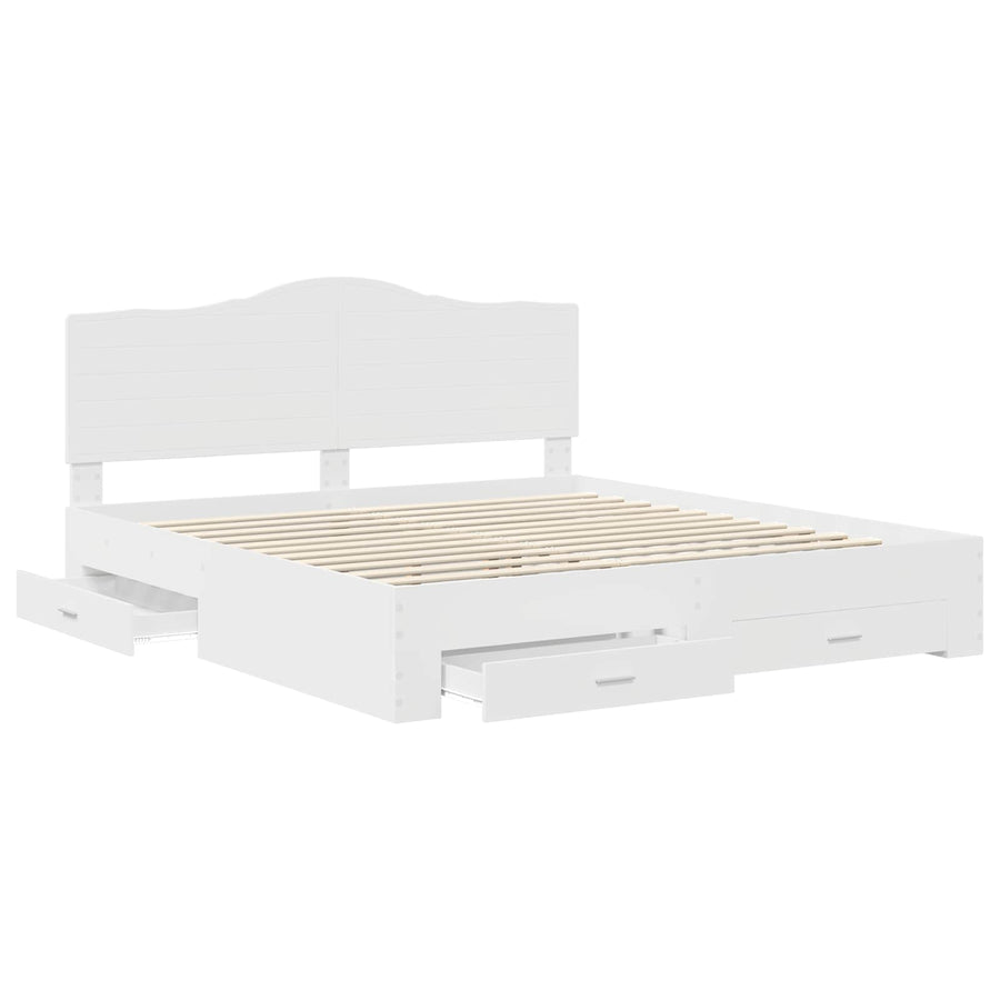 Bedframe met hoofdeinde met lade Wit 180 x 200 cm Bewerkt hout