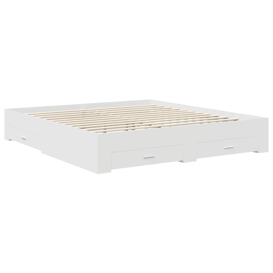 Bedframe met hoofdeinde met lade Wit 180 x 200 cm Bewerkt hout
