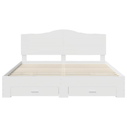 Bedframe met hoofdeinde met lade Wit 180 x 200 cm Bewerkt hout