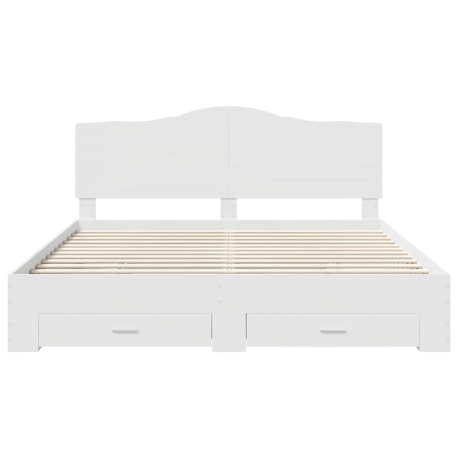 Bedframe met hoofdeinde met lade Wit 180 x 200 cm Bewerkt hout