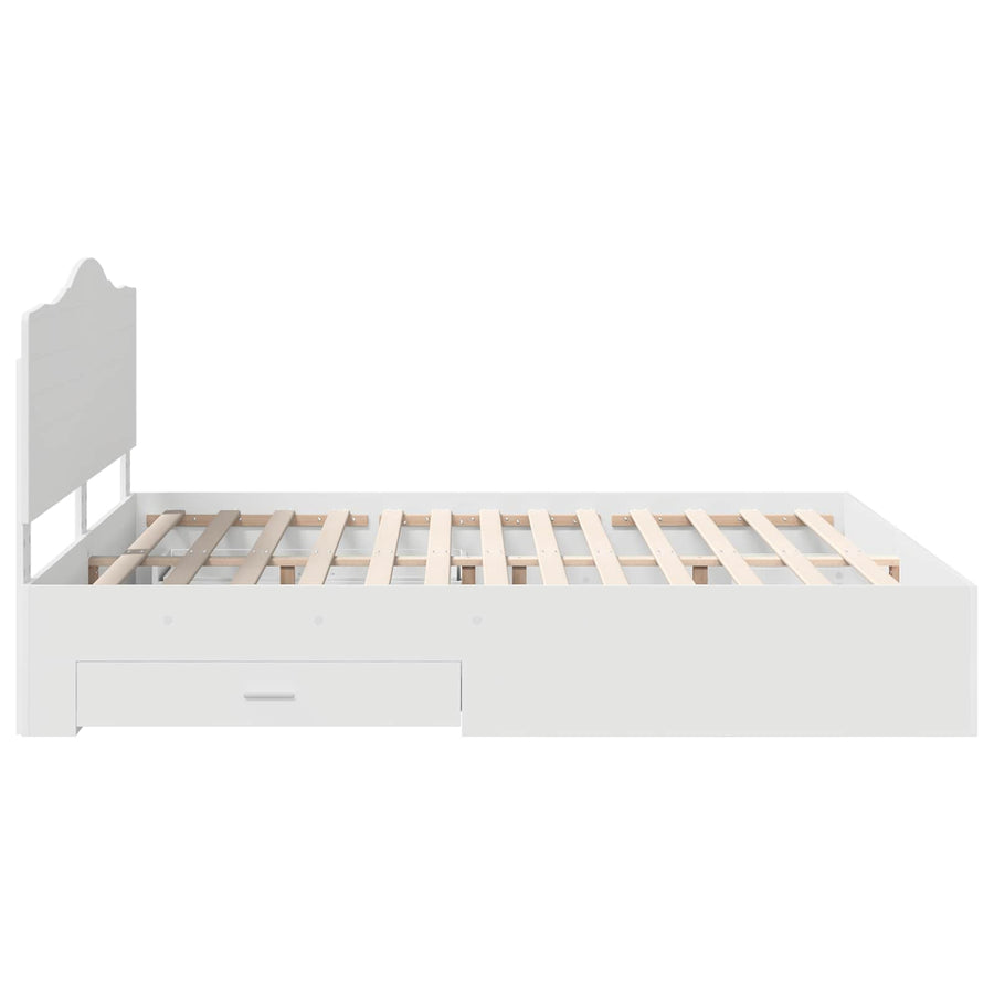 Bedframe met hoofdeinde met lade Wit 180 x 200 cm Bewerkt hout