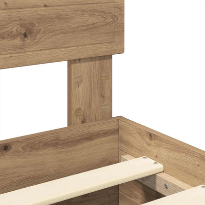 Bedframe met hoofdeinde Artisan Eiken 180 x 200 cm Bewerkt hout