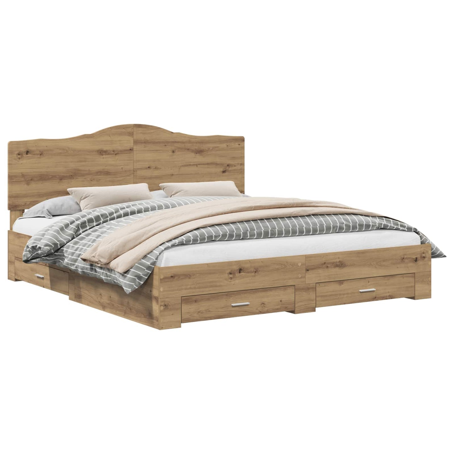 Bedframe met hoofdeinde Artisan Eiken 180 x 200 cm Bewerkt hout
