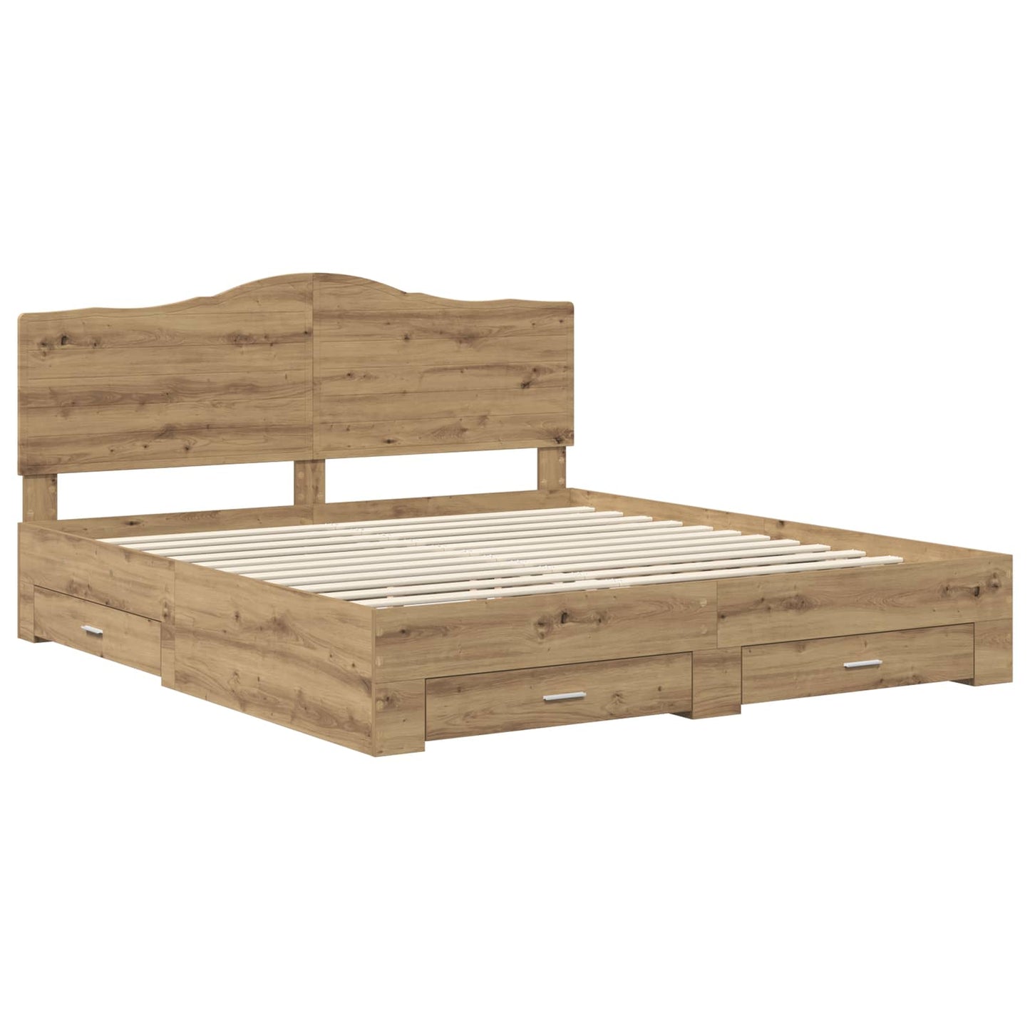 Bedframe met hoofdeinde Artisan Eiken 180 x 200 cm Bewerkt hout