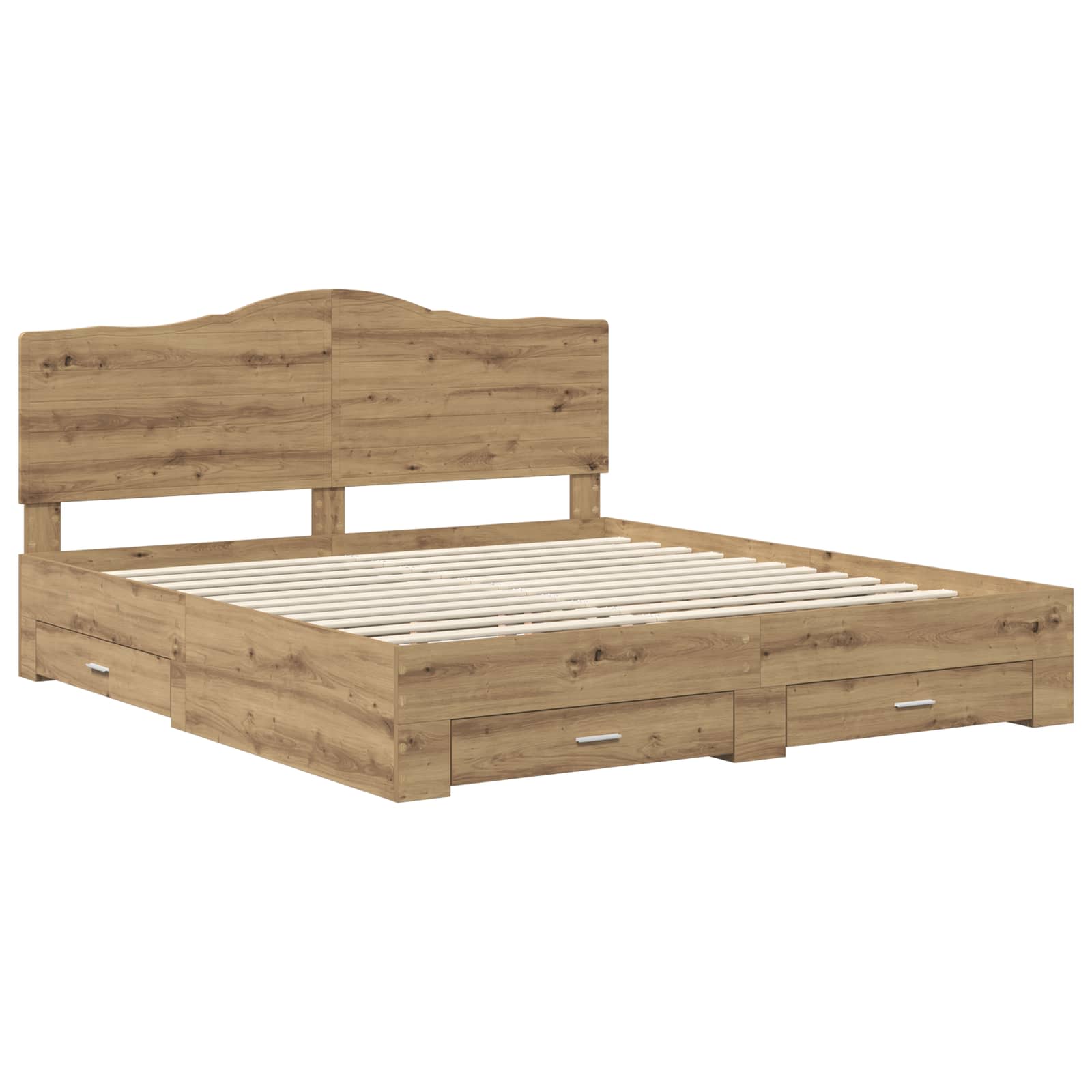 Bedframe met hoofdeinde Artisan Eiken 180 x 200 cm Bewerkt hout