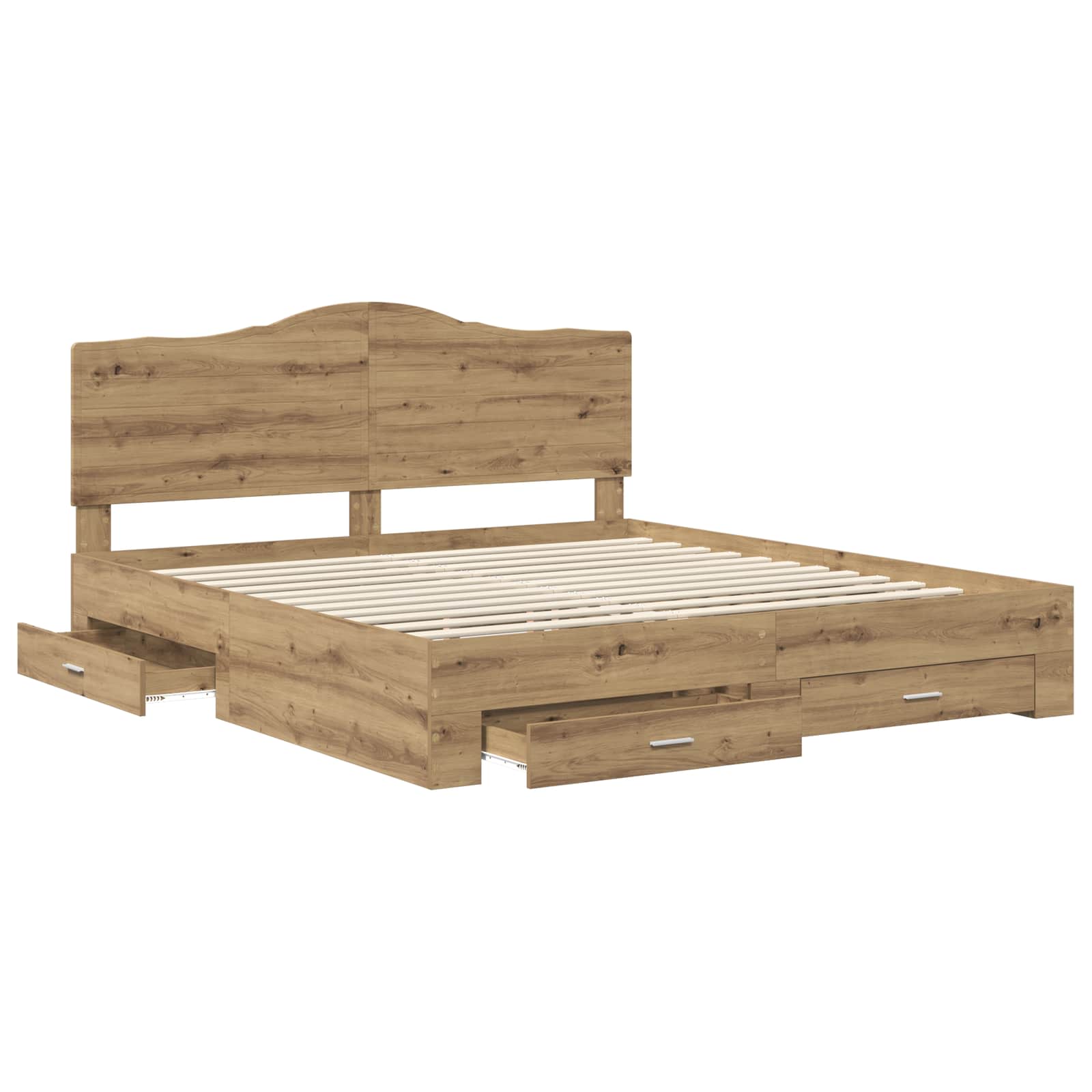 Bedframe met hoofdeinde Artisan Eiken 180 x 200 cm Bewerkt hout