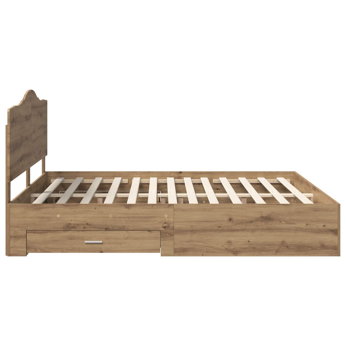 Bedframe met hoofdeinde Artisan Eiken 180 x 200 cm Bewerkt hout