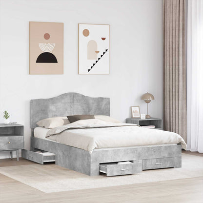 Bedframe met hoofdeinde Beton Grijs 160 x 200 cm Bewerkt hout