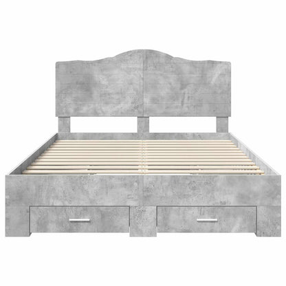Bedframe met hoofdeinde Beton Grijs 160 x 200 cm Bewerkt hout