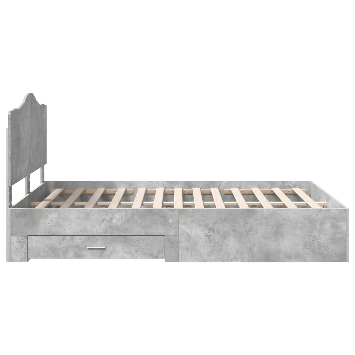 Bedframe met hoofdeinde Beton Grijs 160 x 200 cm Bewerkt hout