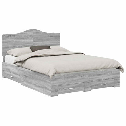 Bedframe met hoofdeinde Grijs Sonoma 160 x 200 cm Bewerkt hout