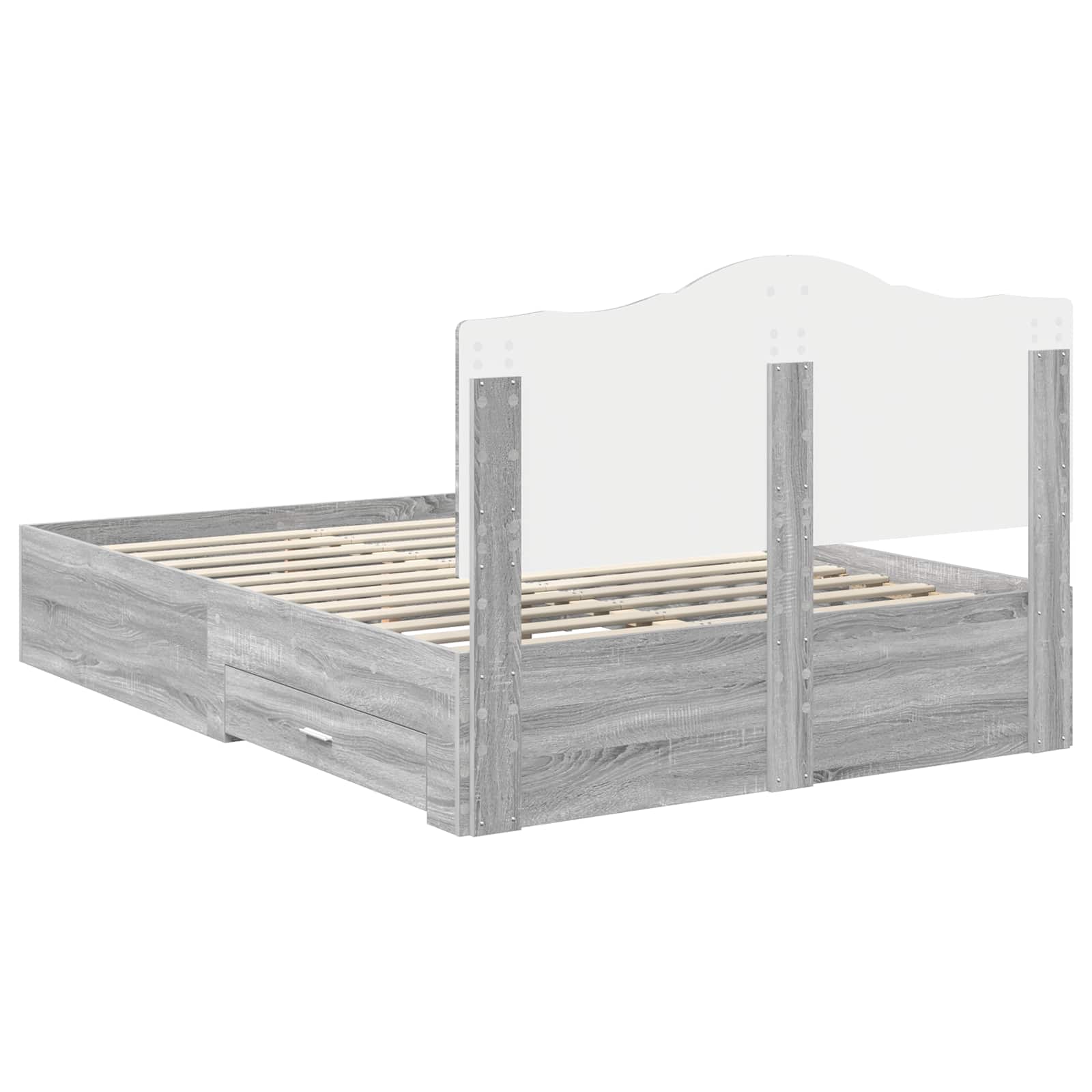 Bedframe met hoofdeinde Grijs Sonoma 160 x 200 cm Bewerkt hout