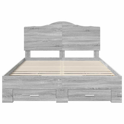 Bedframe met hoofdeinde Grijs Sonoma 160 x 200 cm Bewerkt hout