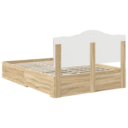 Bedframe met hoofdeinde Sonoma Eiken 150 x 200 cm Bewerkt hout