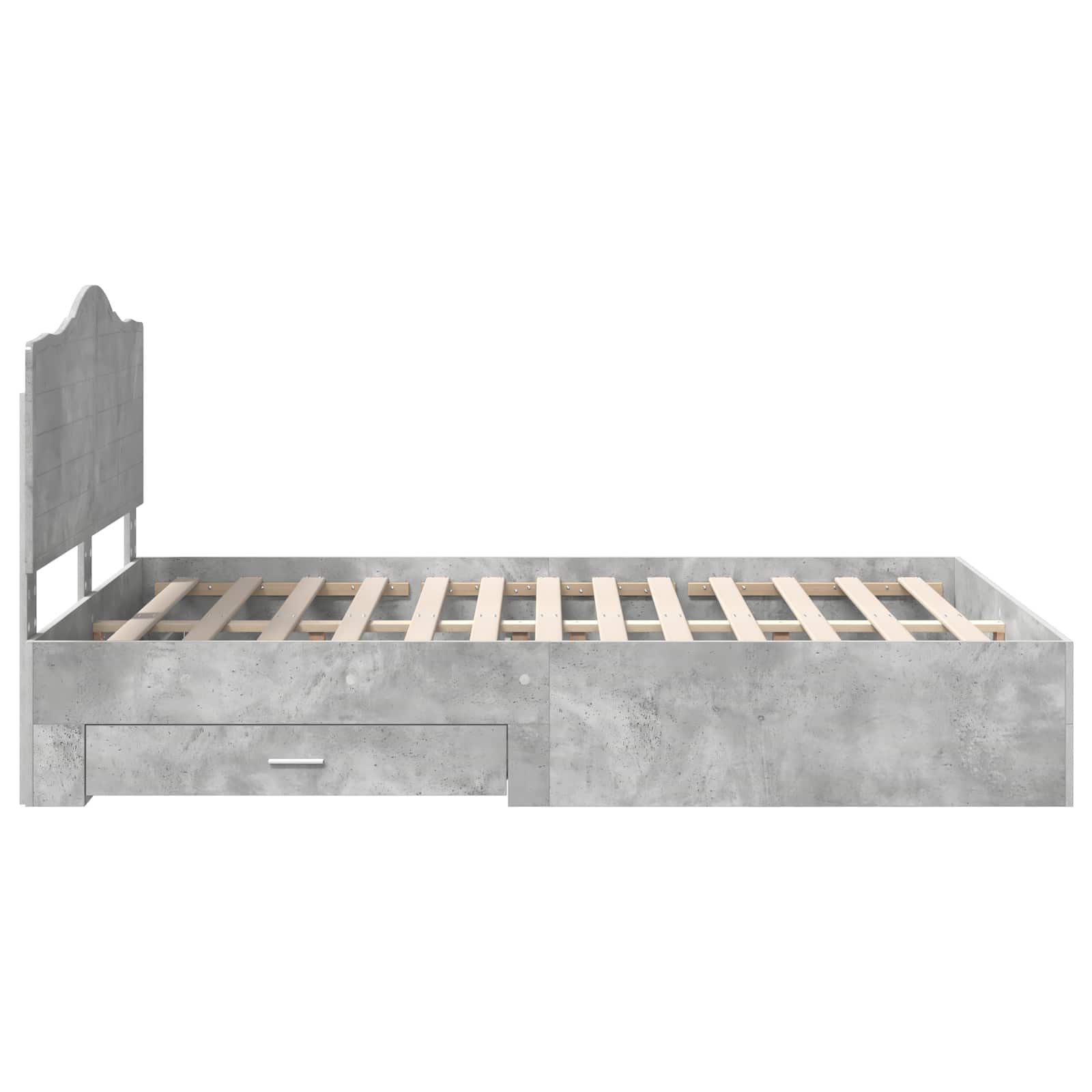 Bedframe met hoofdeinde Beton Grijs 150 x 200 cm Bewerkt hout
