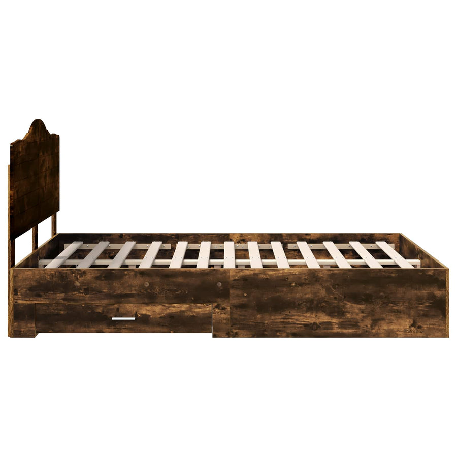 Bedframe met hoofdeinde Gerookt eiken 150 x 200 cm Bewerkt hout