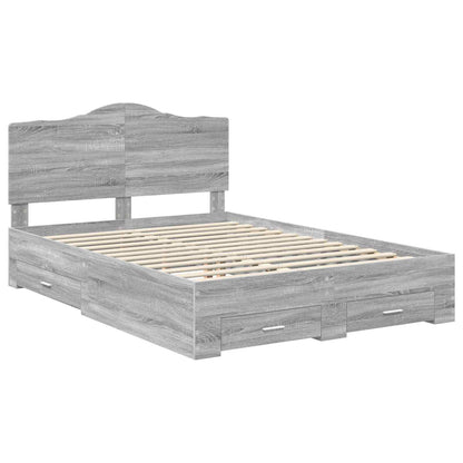 Bedframe met hoofdeinde Grijs Sonoma 150 x 200 cm Bewerkt hout