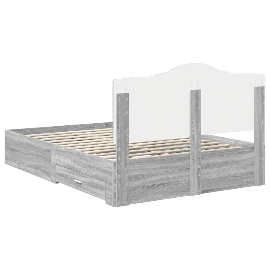 Bedframe met hoofdeinde Grijs Sonoma 150 x 200 cm Bewerkt hout