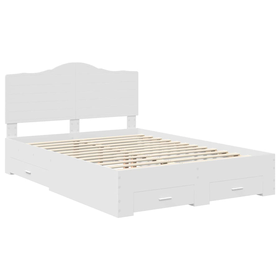 Bedframe met hoofdeinde met lade Wit 140 x 200 cm Bewerkt hout