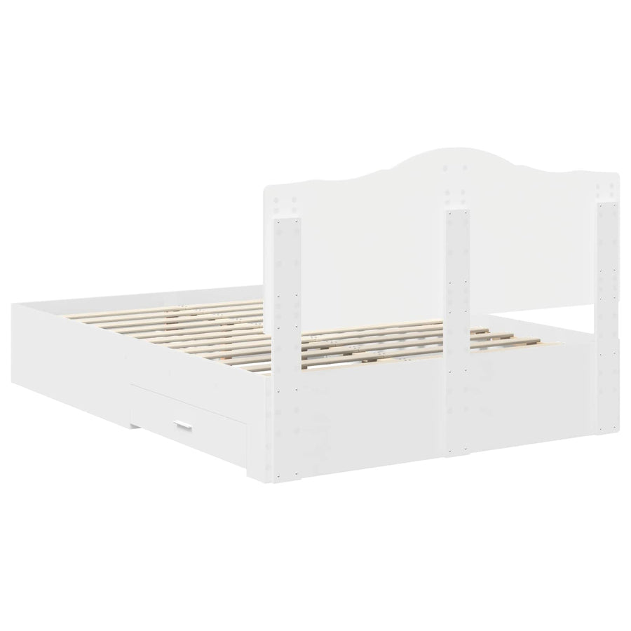 Bedframe met hoofdeinde met lade Wit 140 x 200 cm Bewerkt hout