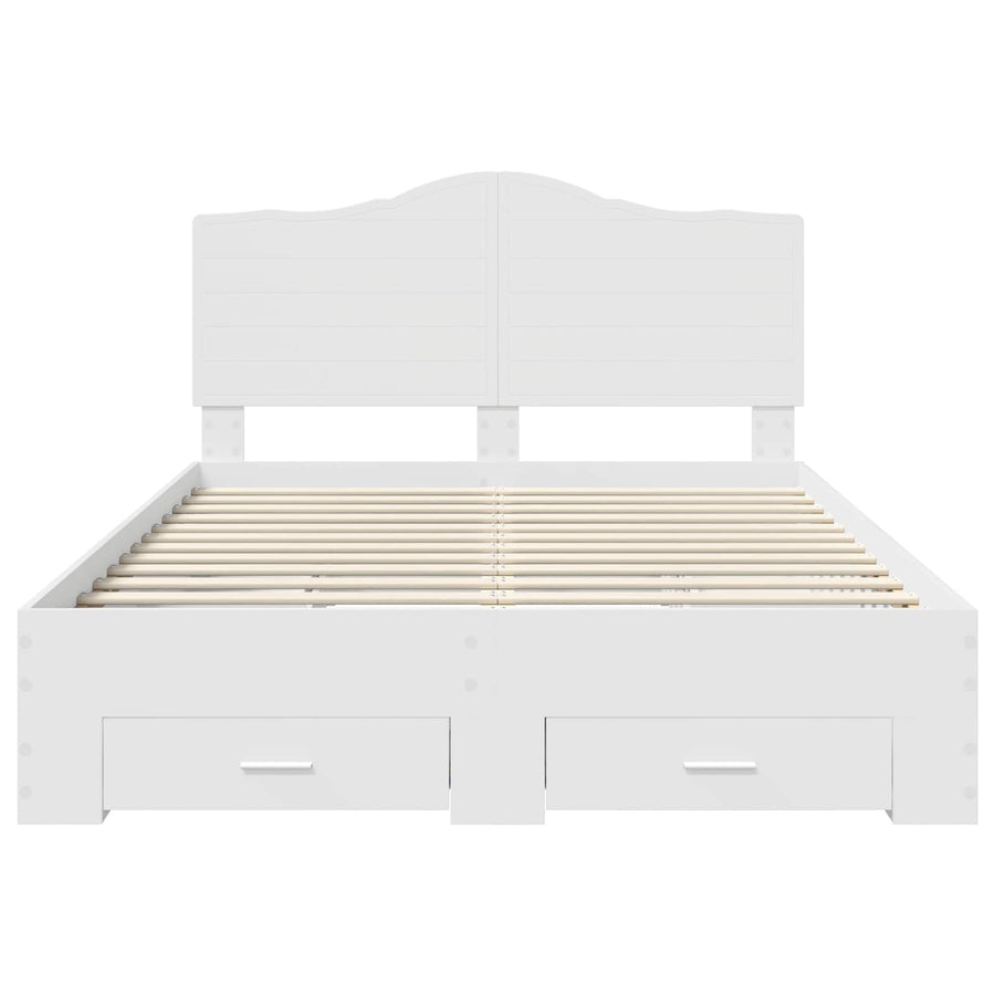 Bedframe met hoofdeinde met lade Wit 140 x 200 cm Bewerkt hout