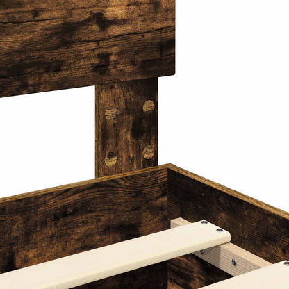 Bedframe met hoofdeinde Gerookt eiken 140 x 200 cm Bewerkt hout
