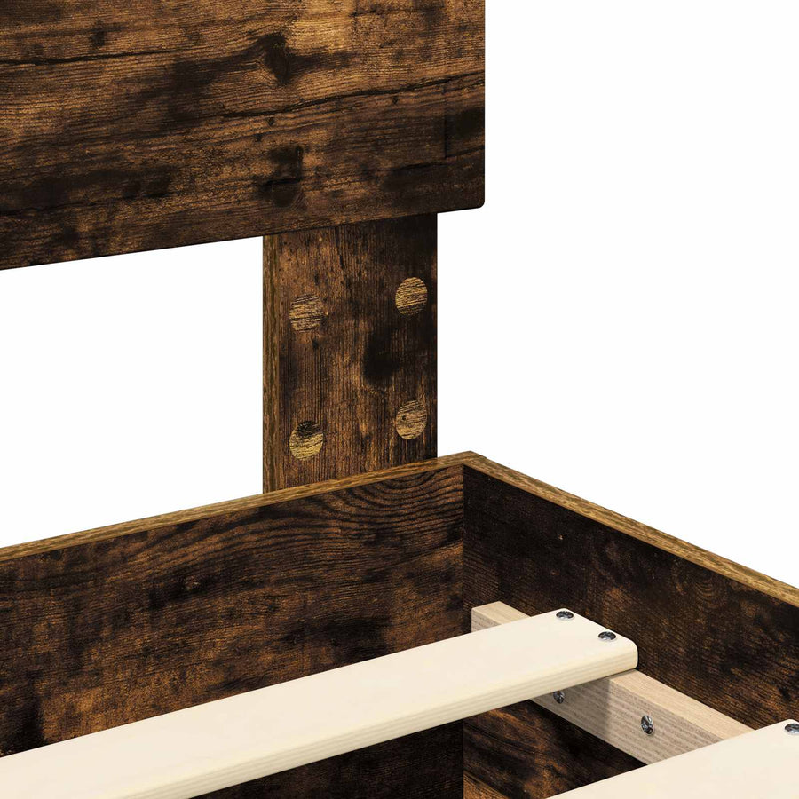 Bedframe met hoofdeinde Gerookt eiken 140 x 200 cm Bewerkt hout