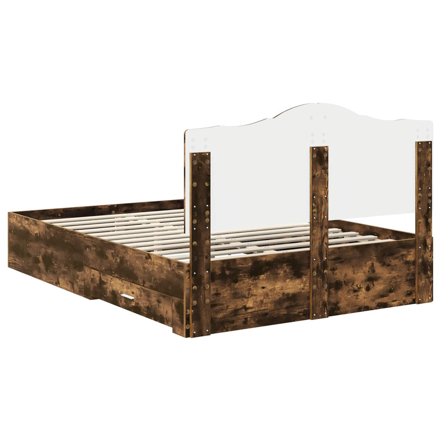 Bedframe met hoofdeinde Gerookt eiken 140 x 200 cm Bewerkt hout